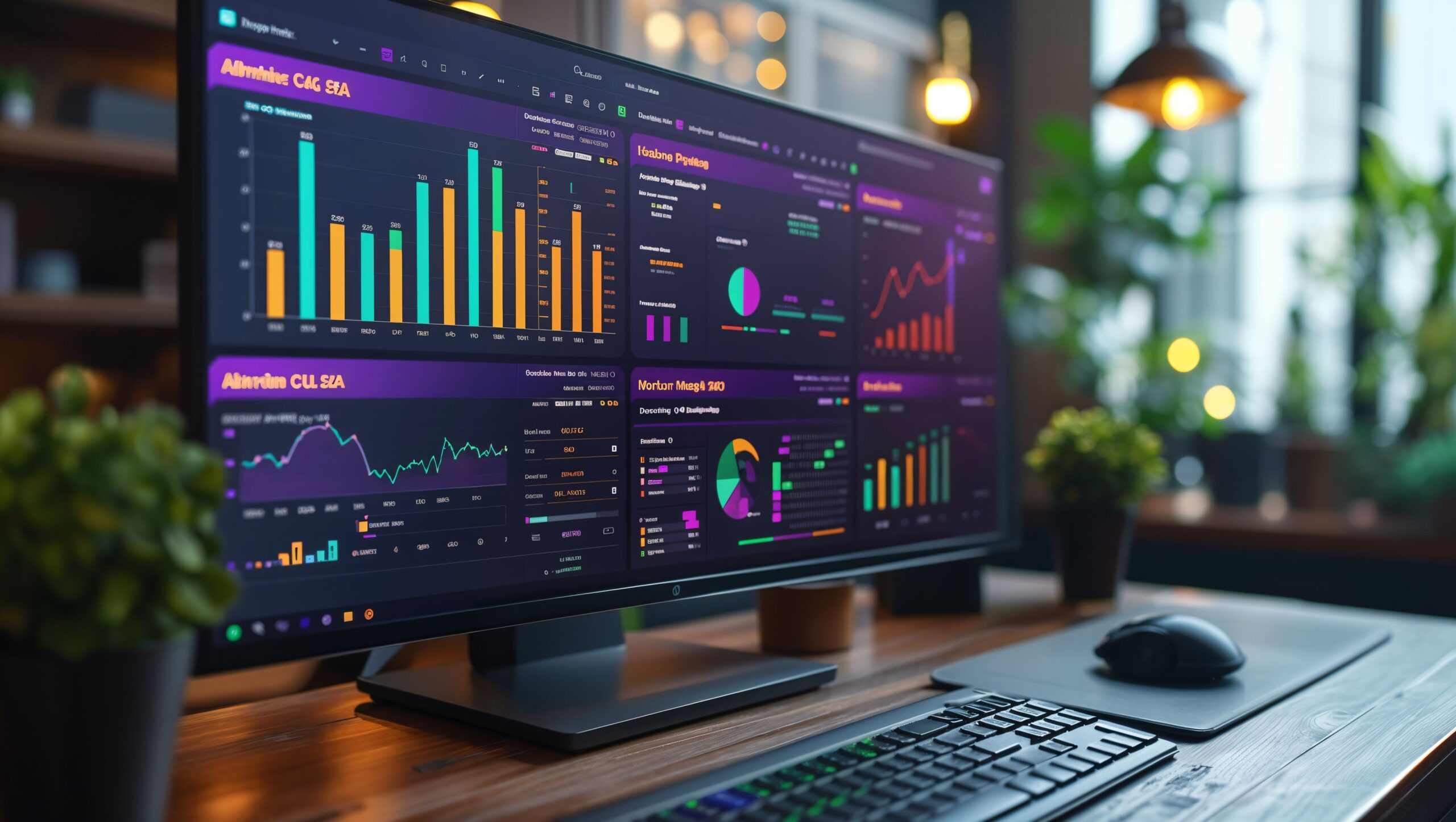 a computer displaying graphs of results from seo content writing